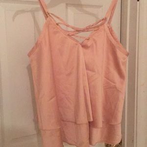 Pale Blush Satin Spaghetti Strap Blouse